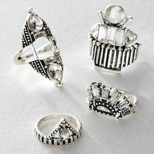FREE PEOPLE. Silver Geometric Ring Set
